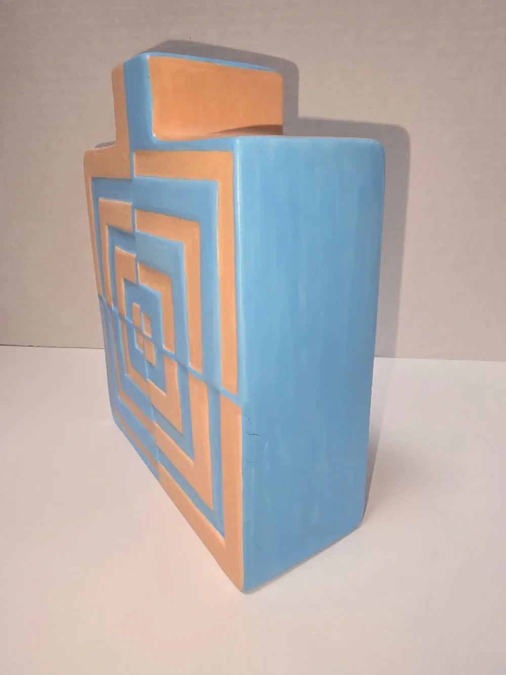 One of a kind hand painted decorative vase designed by Jonathan Adler.